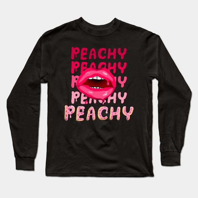 Peachy Retro Design Long Sleeve T-Shirt by deadlydelicatedesigns